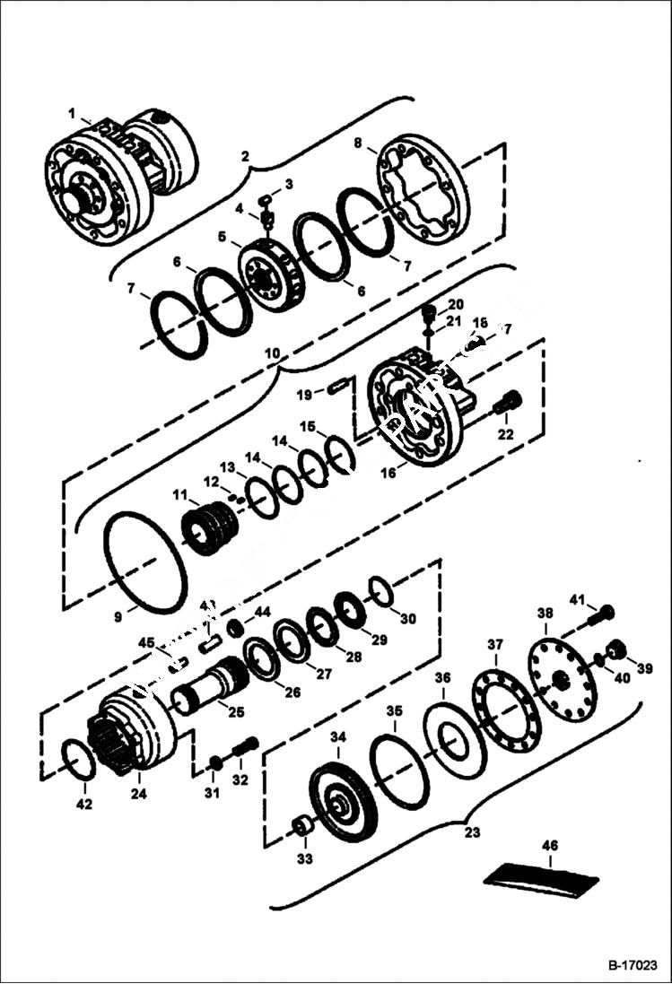 Схема запчастей Bobcat 341 - SWING MOTOR (Original Design)(5830-003-166 or R921810023) HYDRAULIC SYSTEM