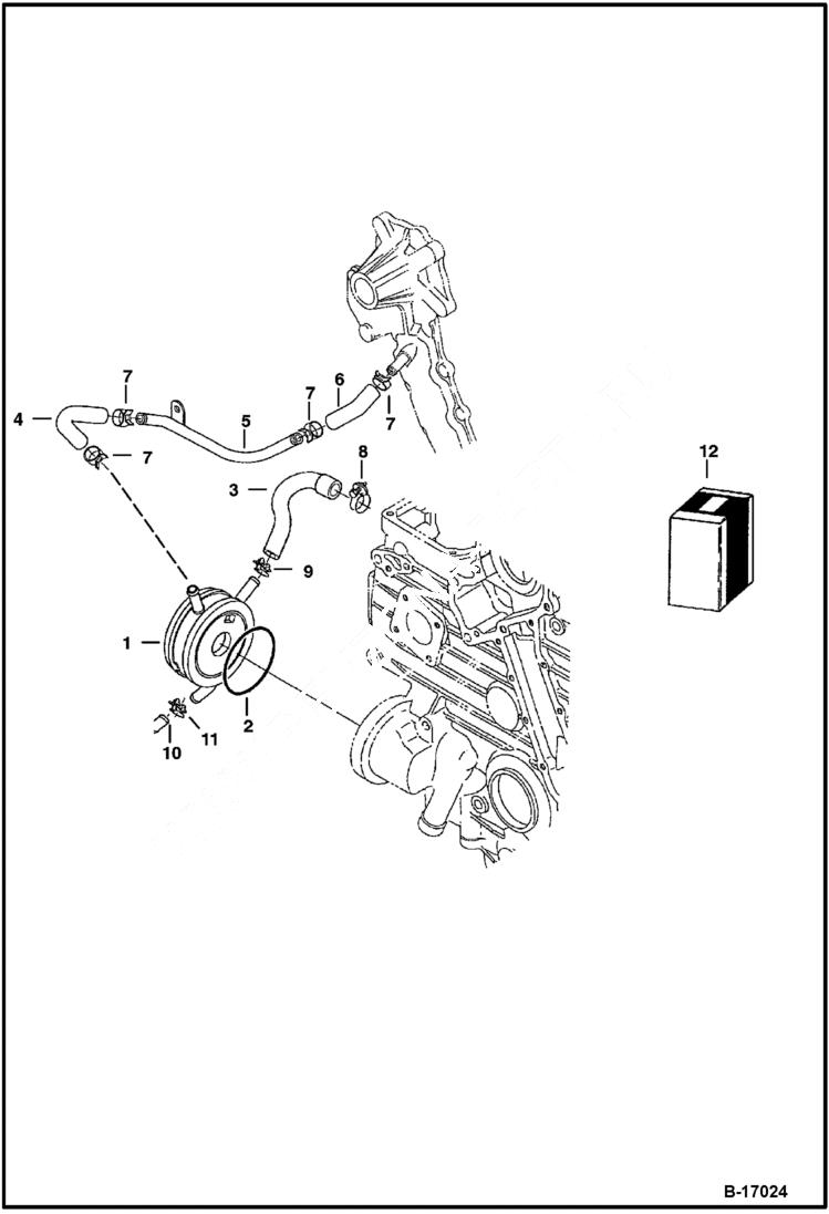 Схема запчастей Bobcat 337 - OIL COOLER (Kubota - V2003T) (S/N 2333 & Above and 2332 & Above) POWER UNIT