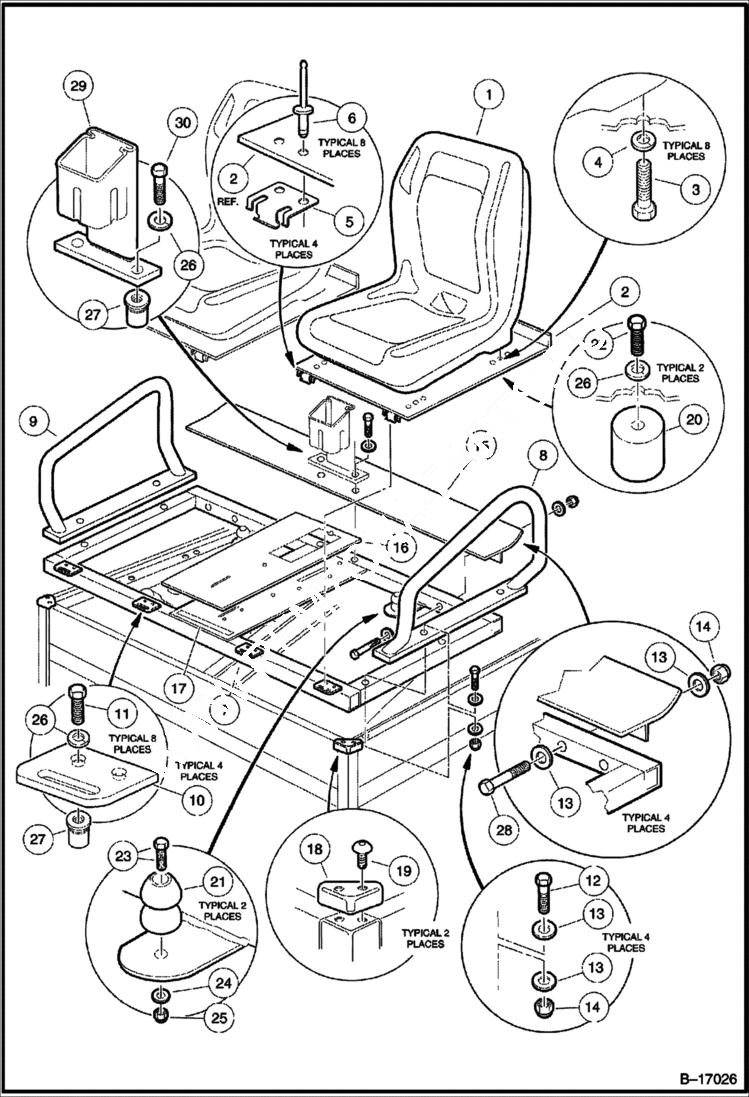 Схема запчастей Bobcat 2100S - SEAT MAIN FRAME