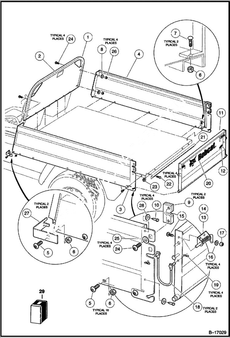 Схема запчастей Bobcat 2100S - CARGO BOX MAIN FRAME