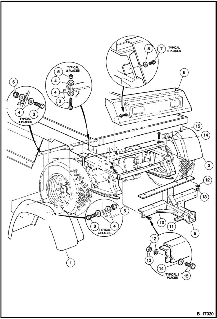 Схема запчастей Bobcat 2100S - REAR BODY TRIM MAIN FRAME