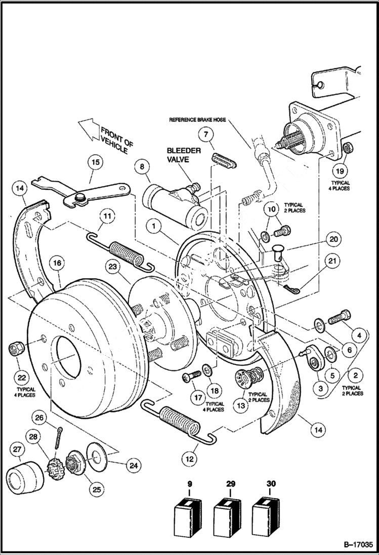 Схема запчастей Bobcat 2100S - REAR BRAKE ASSEMBLY CHASSIS