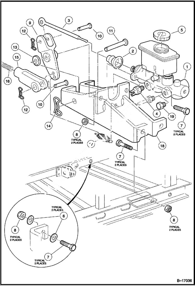 Схема запчастей Bobcat 2100S - MASTER CYLINDER CHASSIS