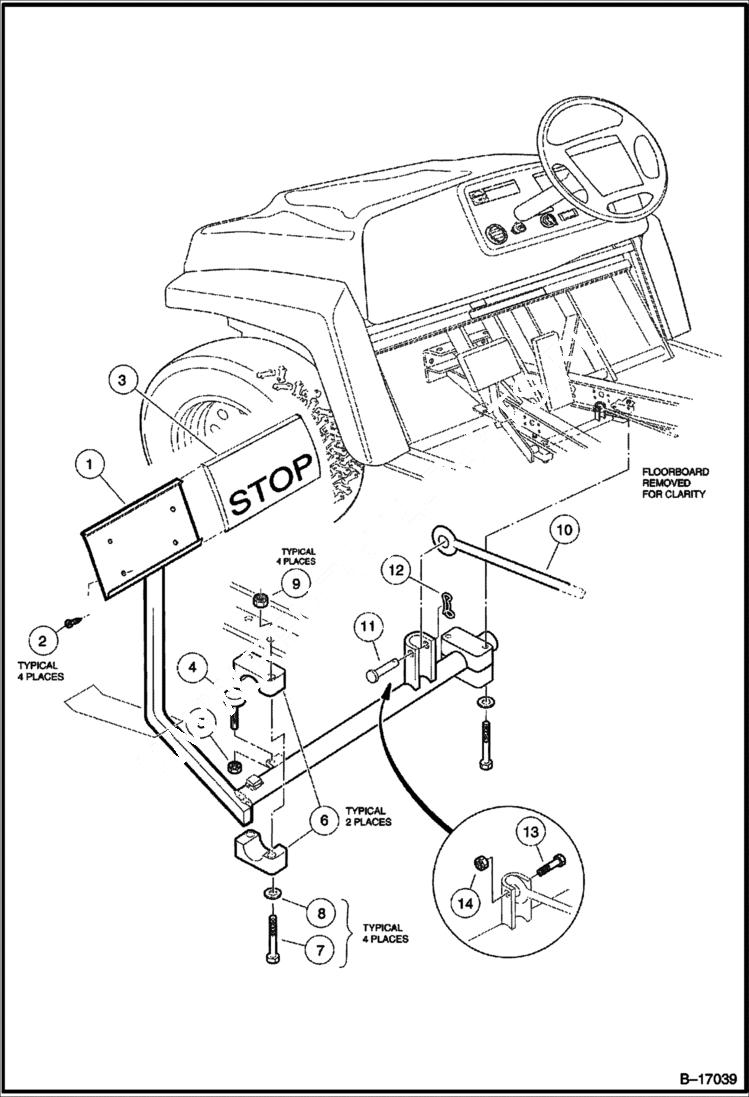 Схема запчастей Bobcat 2100S - BRAKE PEDAL ASSEMBLY CHASSIS