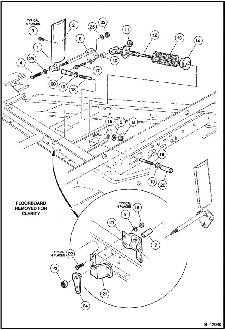 Схема запчастей Bobcat 2100S - ACCELERATOR PEDAL ASSEMBLY POWER UNIT