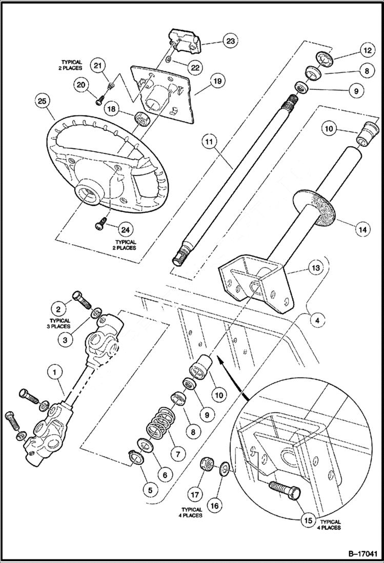 Схема запчастей Bobcat 2100S - STEERING COLUMN CHASSIS