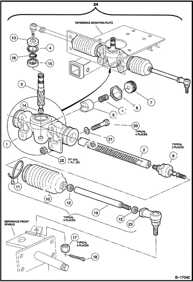 Схема запчастей Bobcat 2100S - STEERING GEAR ASSEMBLY CHASSIS