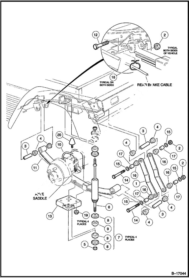 Схема запчастей Bobcat 2100S - REAR SUSPENSION CHASSIS