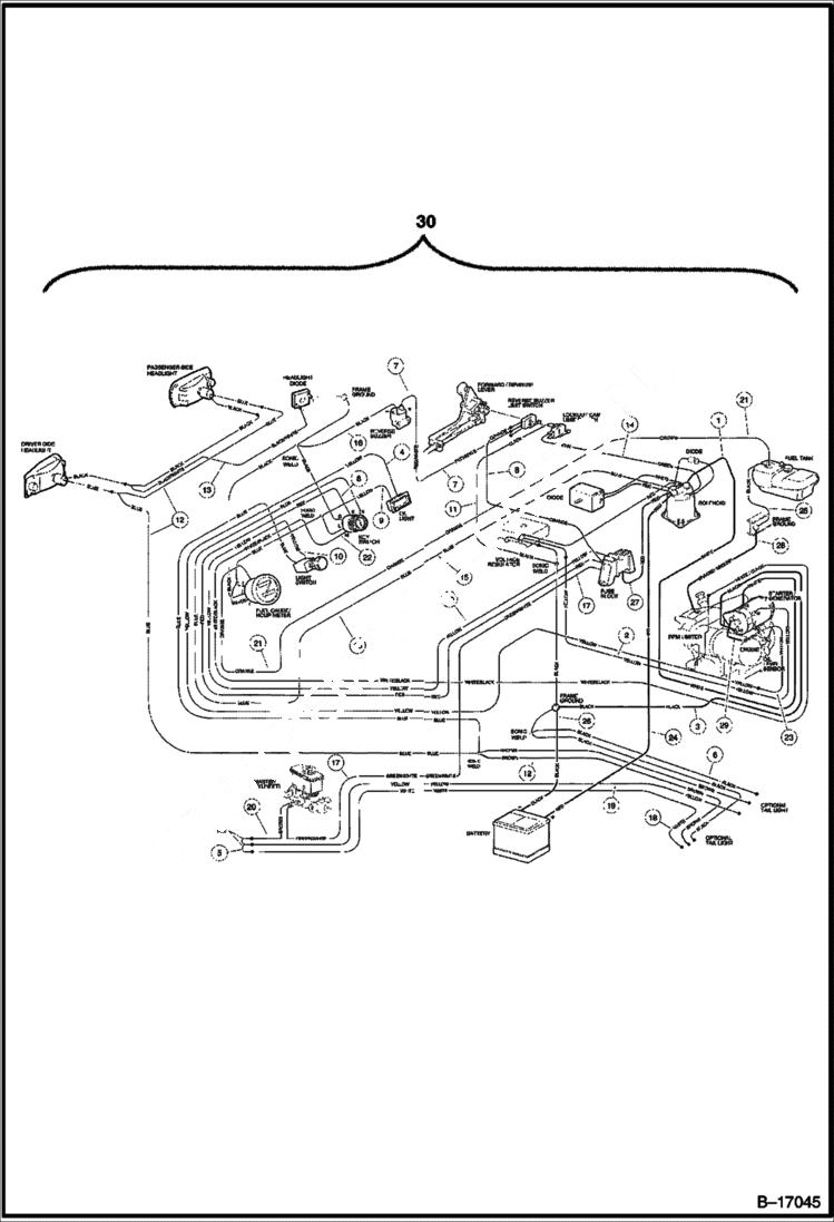 Схема запчастей Bobcat 2100S - WIRING ELECTRICAL SYSTEM