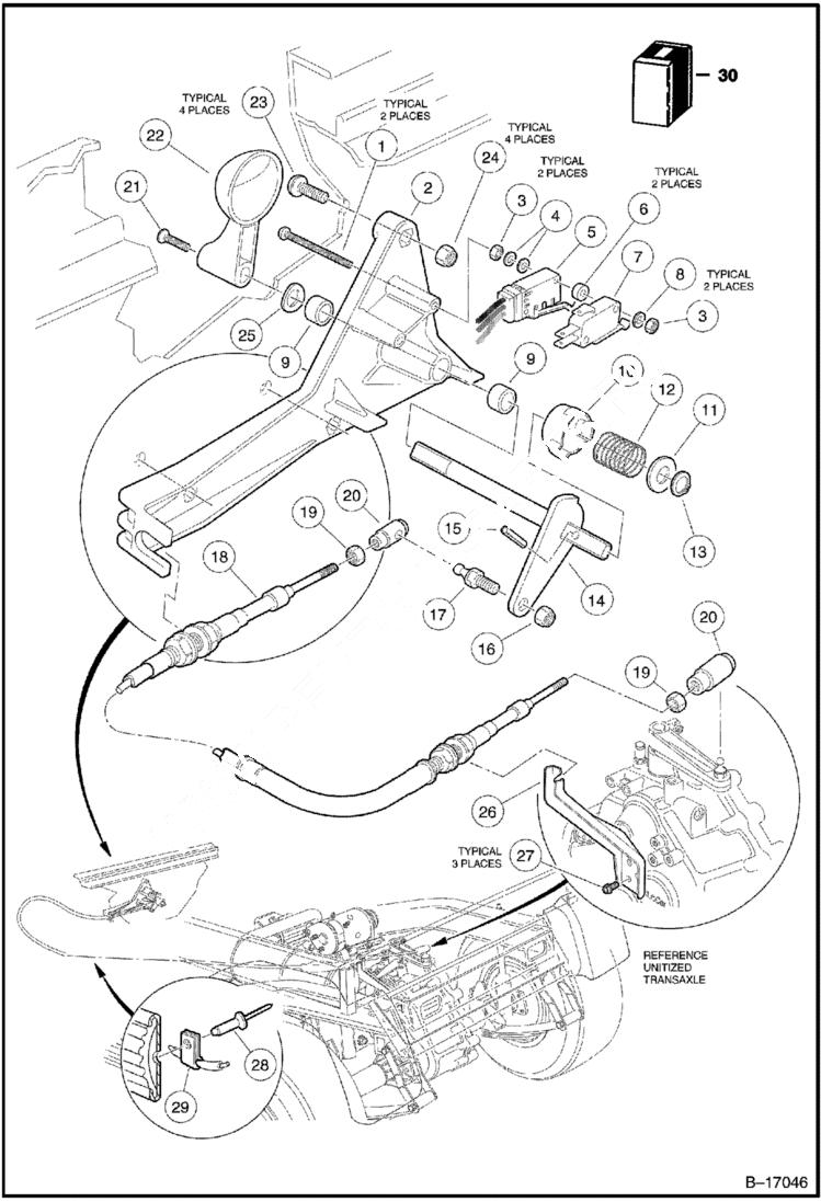 Схема запчастей Bobcat 2100S - FOWARD/REVERSE SHIFTER ASSEMBLY DRIVE TRAIN