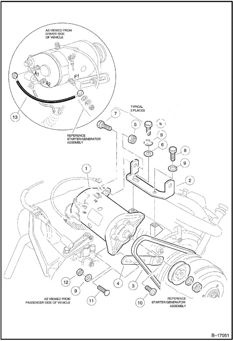 Схема запчастей Bobcat 2100S - STARTER/GENERATOR MOUNTING ELECTRICAL SYSTEM