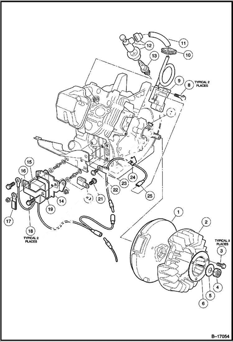 Схема запчастей Bobcat 2100S - IGNITION COMPONENTS & FLYWHEEL (FE400 Engine) POWER UNIT