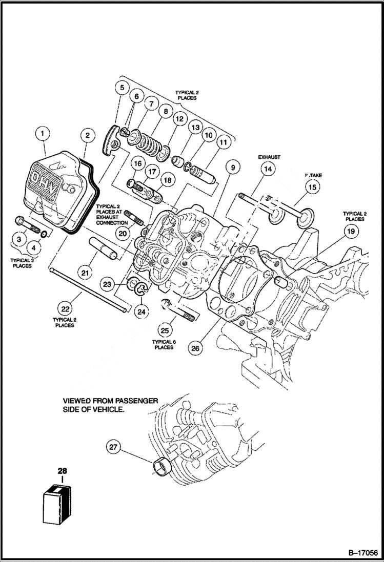 Схема запчастей Bobcat 2100S - CYLINDER HEAD (FE400 Engine) POWER UNIT