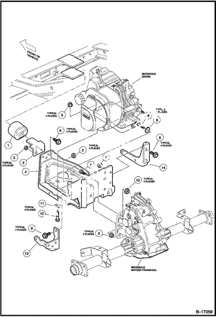 Схема запчастей Bobcat 2100S - ENGINE MOUNTING POWER UNIT