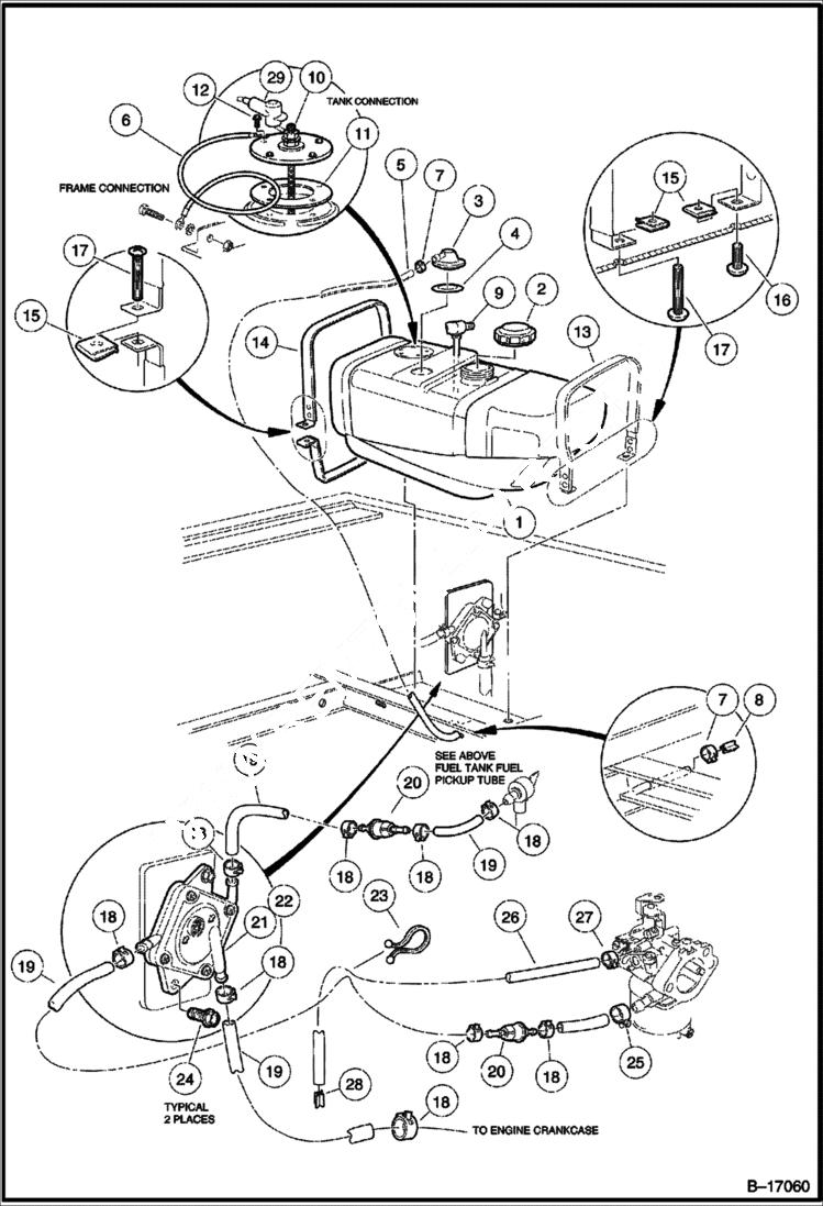 Схема запчастей Bobcat 2100 - FUEL SYSTEM 2100 MAIN FRAME