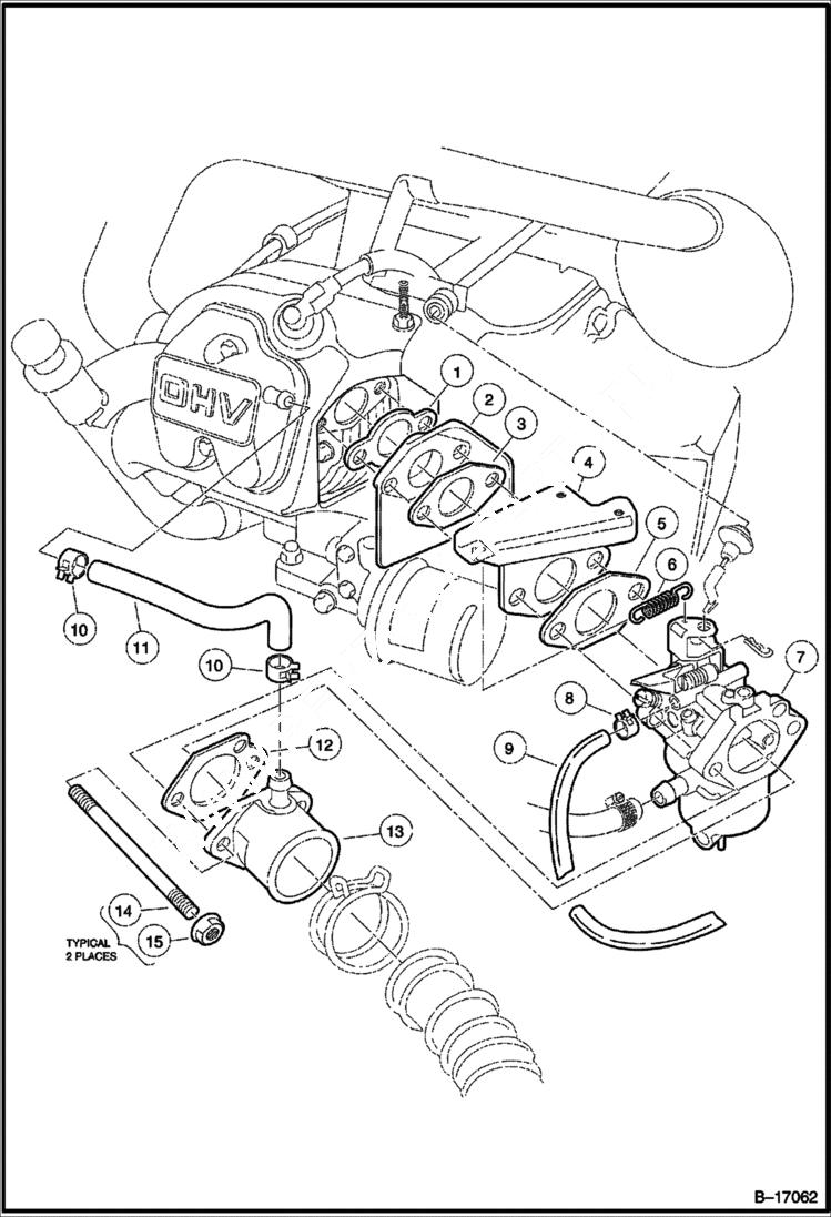 Схема запчастей Bobcat 2100S - CARBURETOR INSTALLATION POWER UNIT