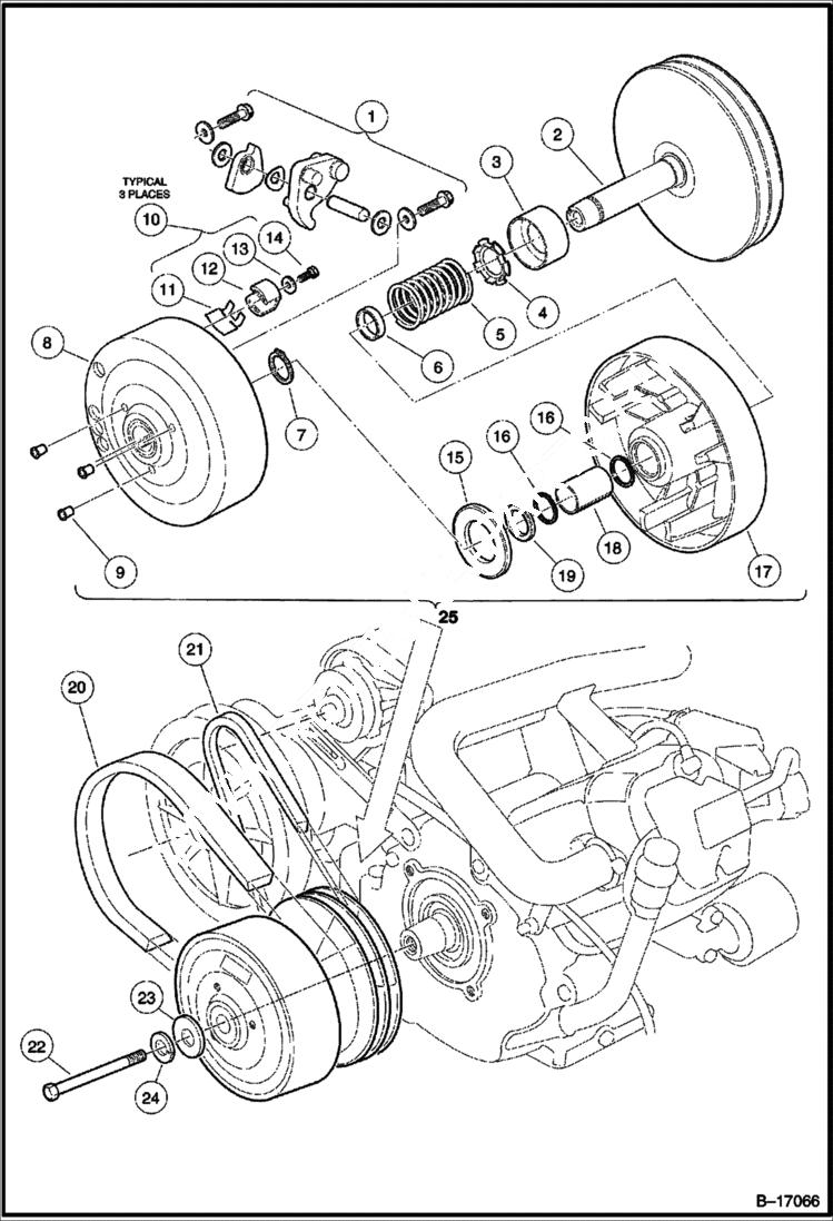 Схема запчастей Bobcat 2100S - DRIVE CLUTCH DRIVE TRAIN