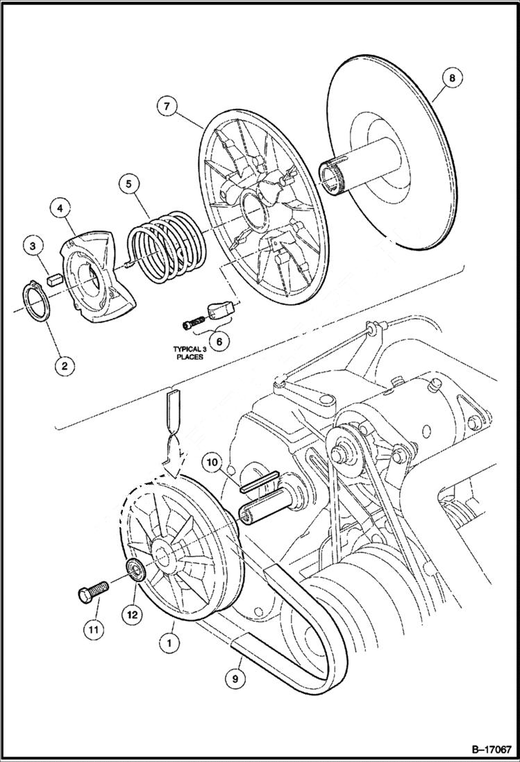 Схема запчастей Bobcat 2100S - DRIVEN CLUTCH DRIVE TRAIN