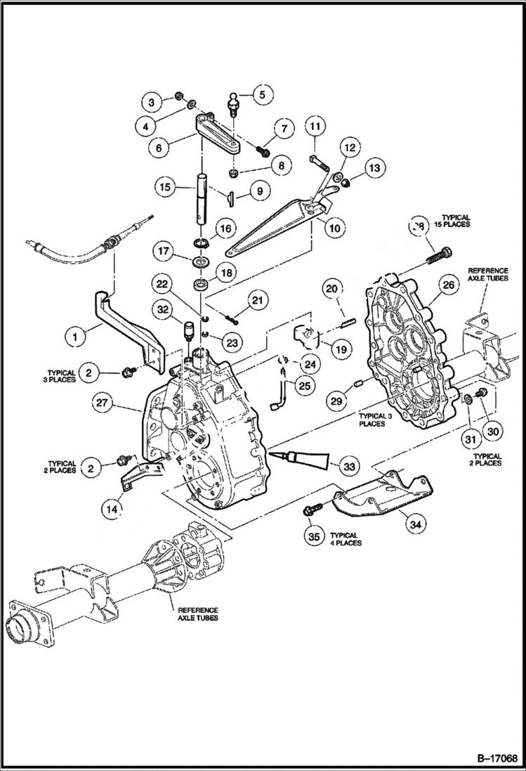 Схема запчастей Bobcat 2100S - GEAR CASES, BRACKETS & GUARD (Unitized Transaxle) DRIVE TRAIN