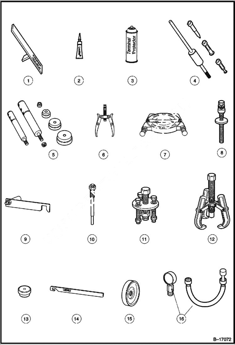 Схема запчастей Bobcat 2100S - MAINTENANCE & SERVICE TOOLS MAINTENANCE ITEMS