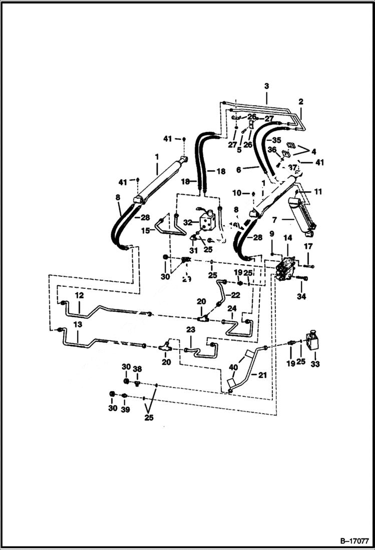 Схема запчастей Bobcat 500s - HYDRAULIC CIRCUITRY (Without Bucket Positioning Valve) HYDRAULIC SYSTEM