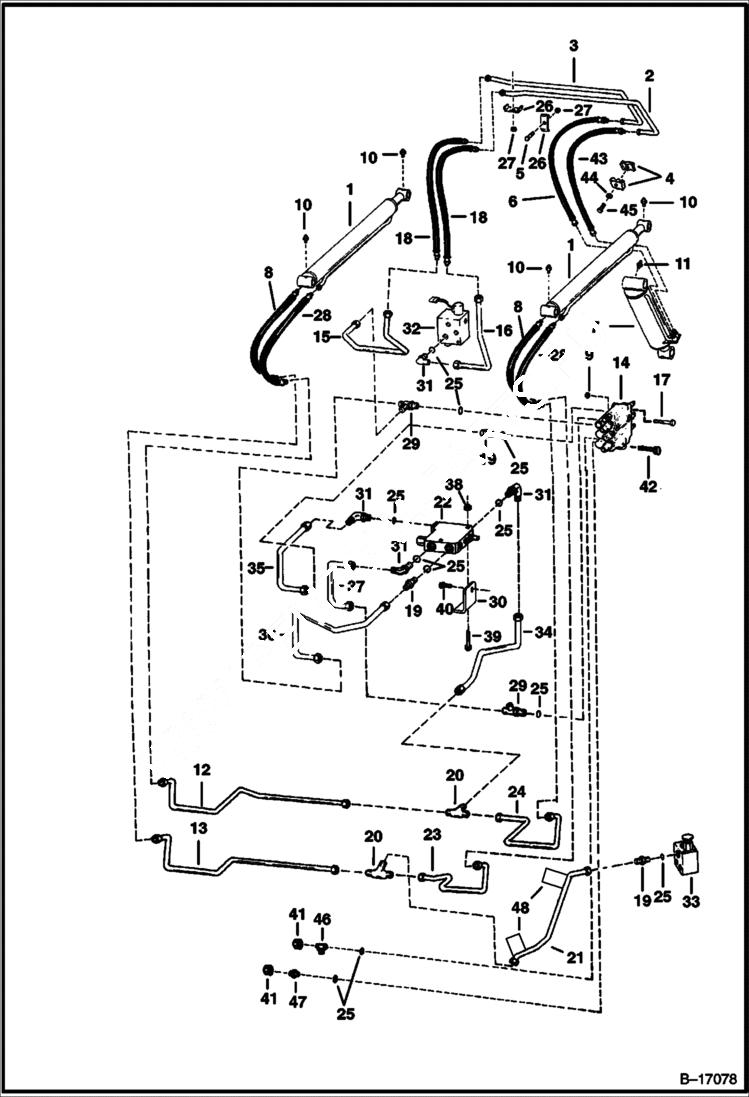 Схема запчастей Bobcat 500s - HYDRAULIC CIRCUITRY (With Bucket Positioning Valve) HYDRAULIC SYSTEM