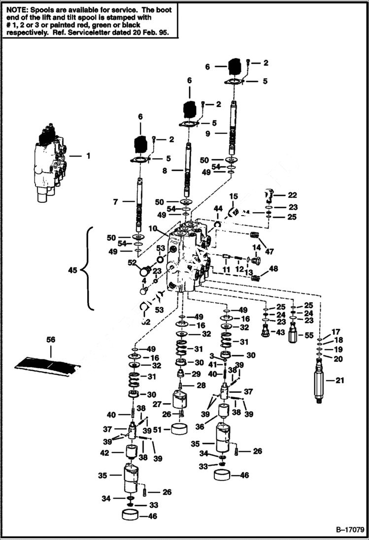 Схема запчастей Bobcat 500s - HYDRAULIC CONTROL VALVE HYDRAULIC SYSTEM