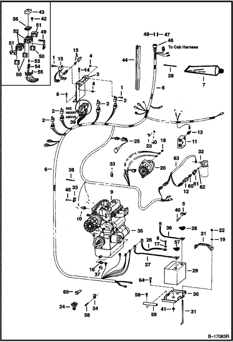 Схема запчастей Bobcat 500s - ENGINE ELECTRICAL SYSTEM SN Prefix 5203, 5204, 5280, 5281 & 5391 11999 & Bel, 5394 11999 & Bel ELECTRICAL SYSTEM