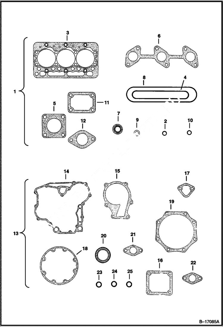 Схема запчастей Bobcat 500s - GASKET KITS Kubota D1105 Tier II - S/N 5280, 5281, 5391 & 5394 (1st 4 Digits) POWER UNIT