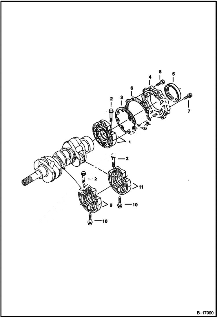 Схема запчастей Bobcat 500s - MAIN BEARING CASE Kubota D1105 Tier I - S/N 5203 & 5204 (1st 4 Digits) POWER UNIT