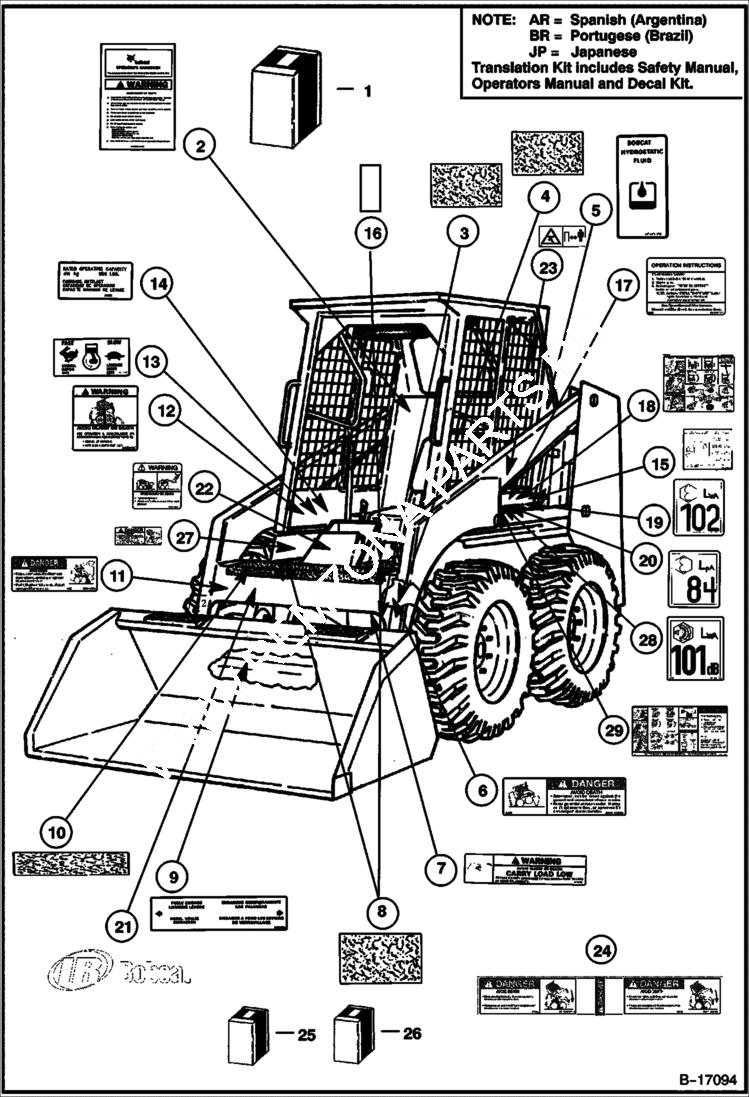 Схема запчастей Bobcat 500s - DECALS ACCESSORIES & OPTIONS