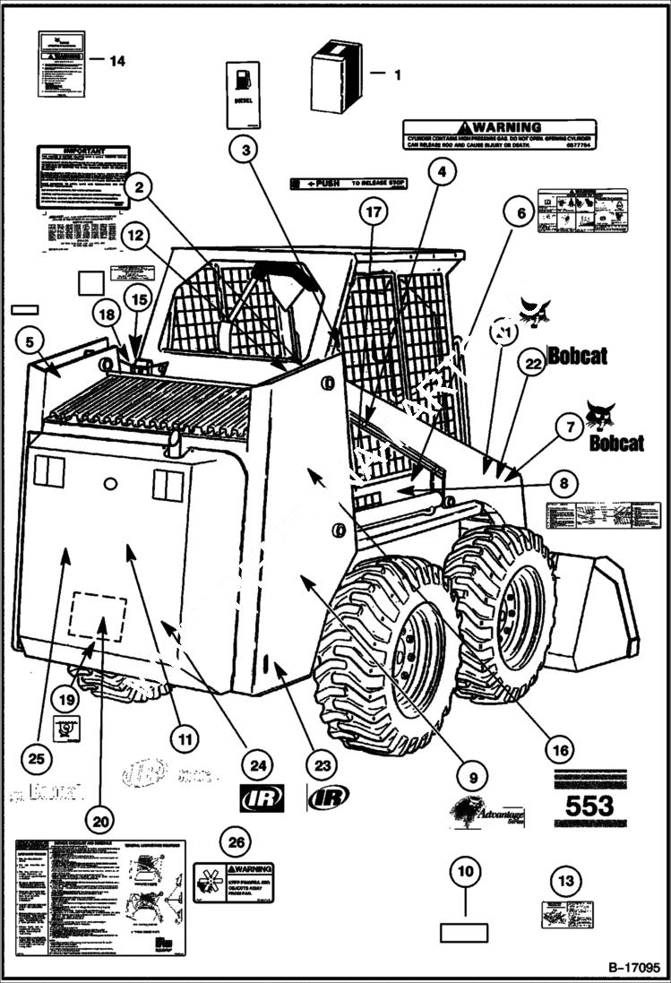 Схема запчастей Bobcat 500s - DECALS ACCESSORIES & OPTIONS