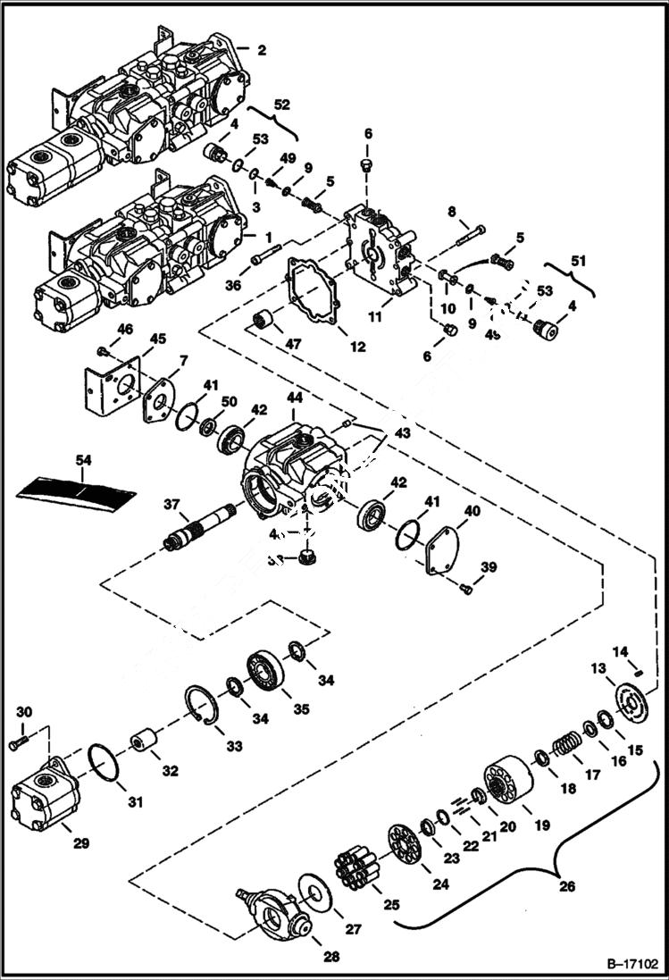 Схема запчастей Bobcat S-Series - HYDROSTATIC PUMP HYDROSTATIC SYSTEM