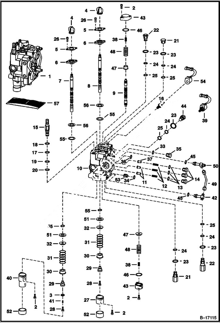 Схема запчастей Bobcat 700s - HYDRAULIC CONTROL VALVE (AHC) (W/BICS Valve) (S/N 5158 30001-34999, 5162 20001-21999) HYDRAULIC SYSTEM