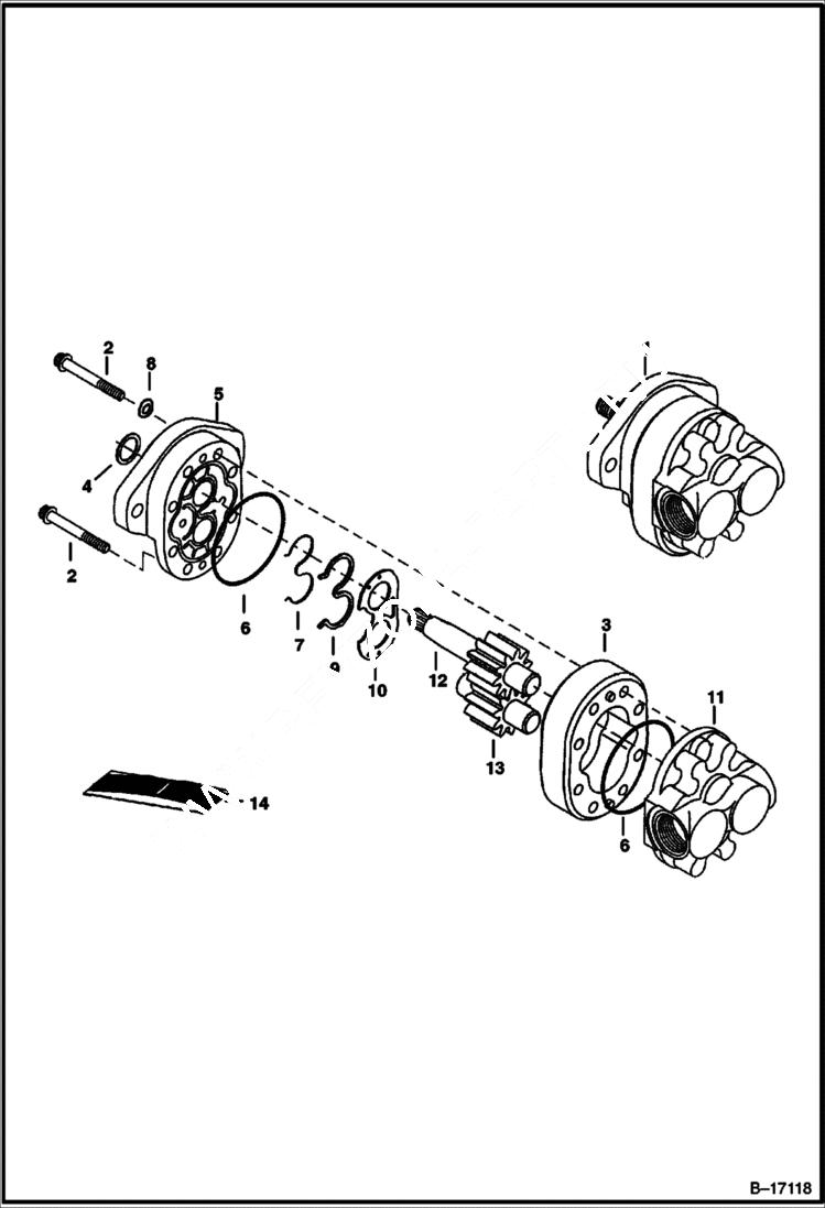 Схема запчастей Bobcat 500s - GEAR PUMP HYDROSTATIC SYSTEM