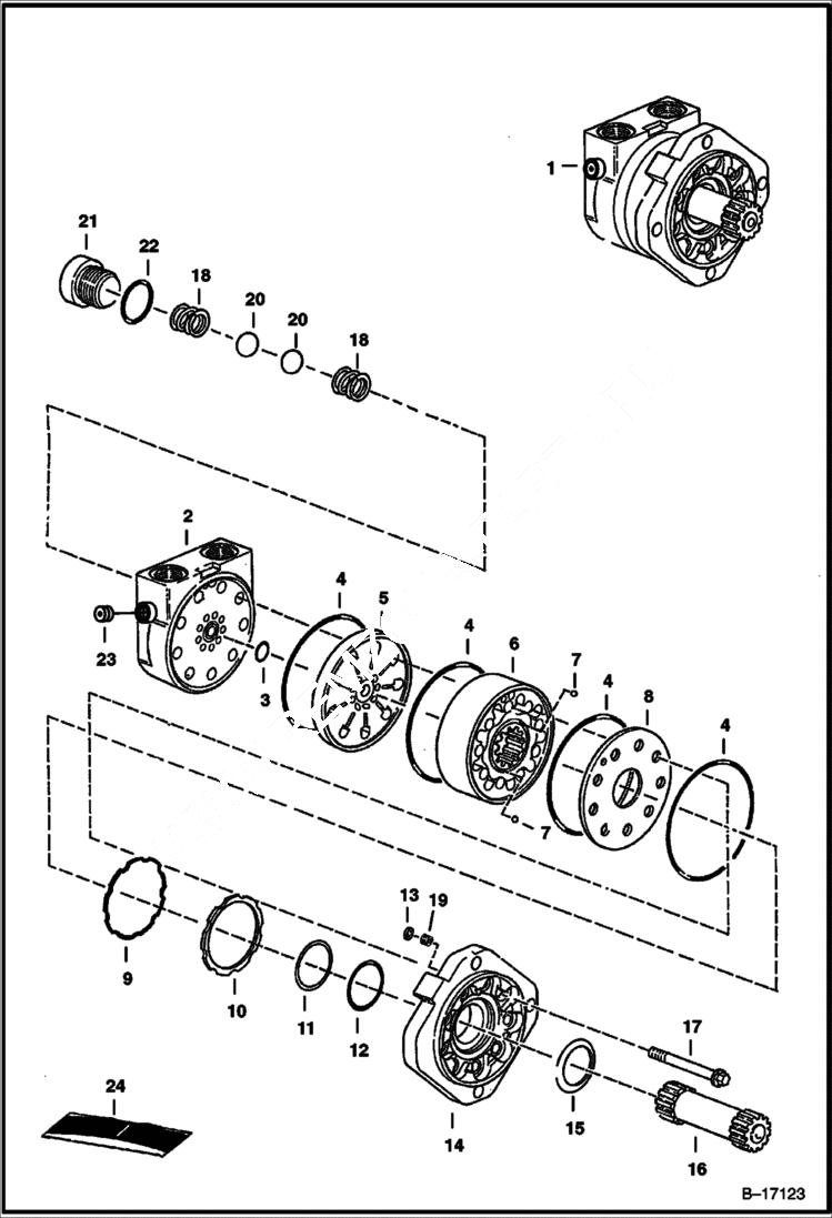 Схема запчастей Bobcat DROP HAMMER - DROP HAMMER (Hydraulic Motor) (Eaton 161-0061-002) (0058) Loader