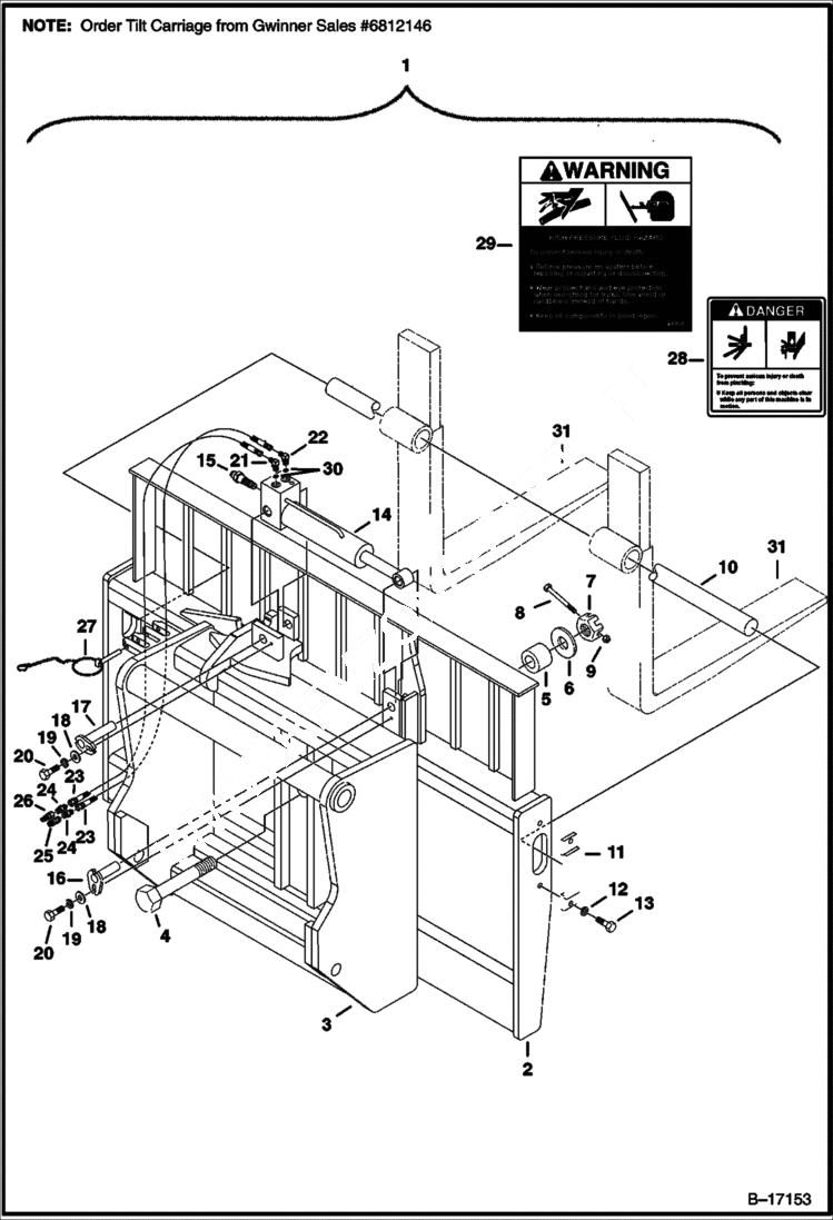 Схема запчастей Bobcat TILT CARRIAGE - 60 TILT CARRIAGE (S/N 017600101 & Above) Телескопические мини-погрузчики