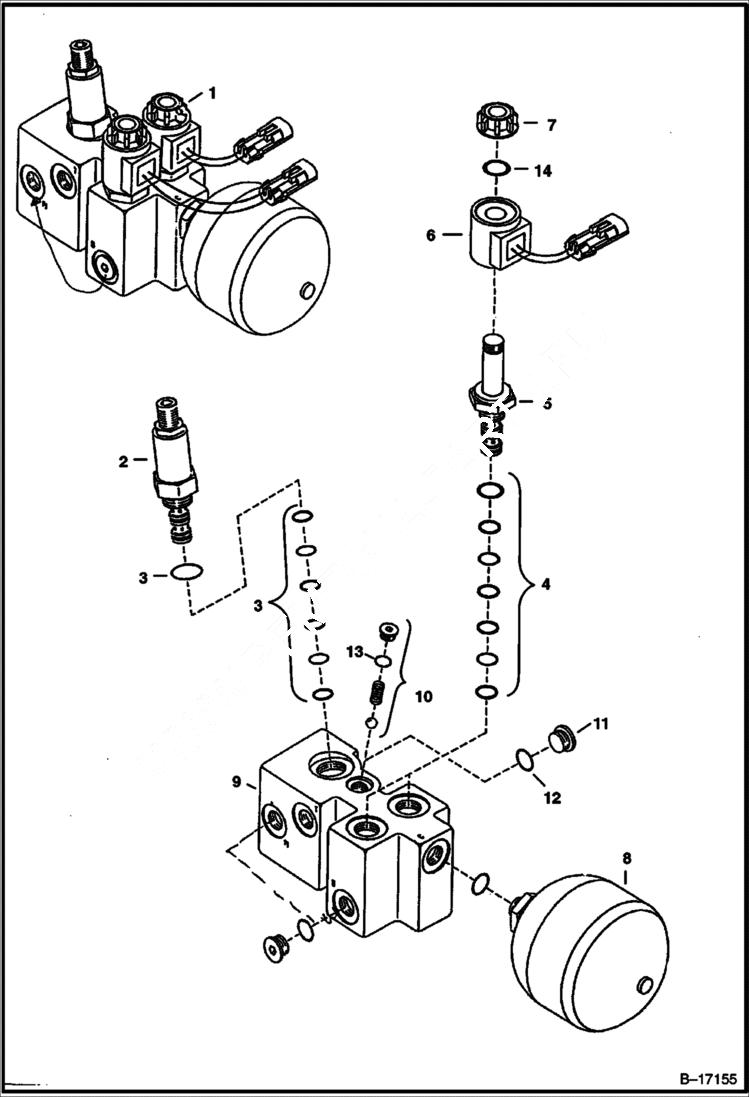 Схема запчастей Bobcat 322 - ACCUMULATOR VALVE (S/N 562320721 & Above, 517811978 & Above) HYDRAULIC SYSTEM