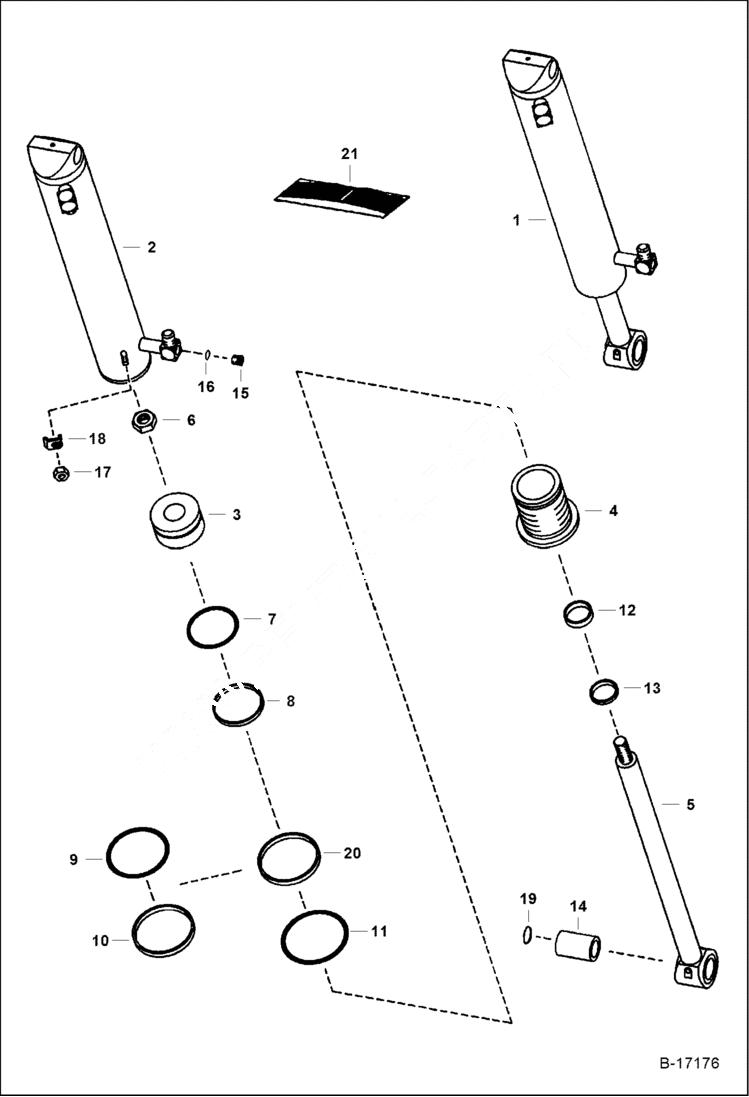 Схема запчастей Bobcat 700s - TILT CYLINDER HYDRAULIC SYSTEM