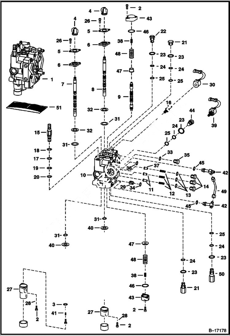 Схема запчастей Bobcat 700s - HYDRAULIC CONTROL VALVE (Advanced Control System) (W/BICS Combo Valve) HYDRAULIC SYSTEM