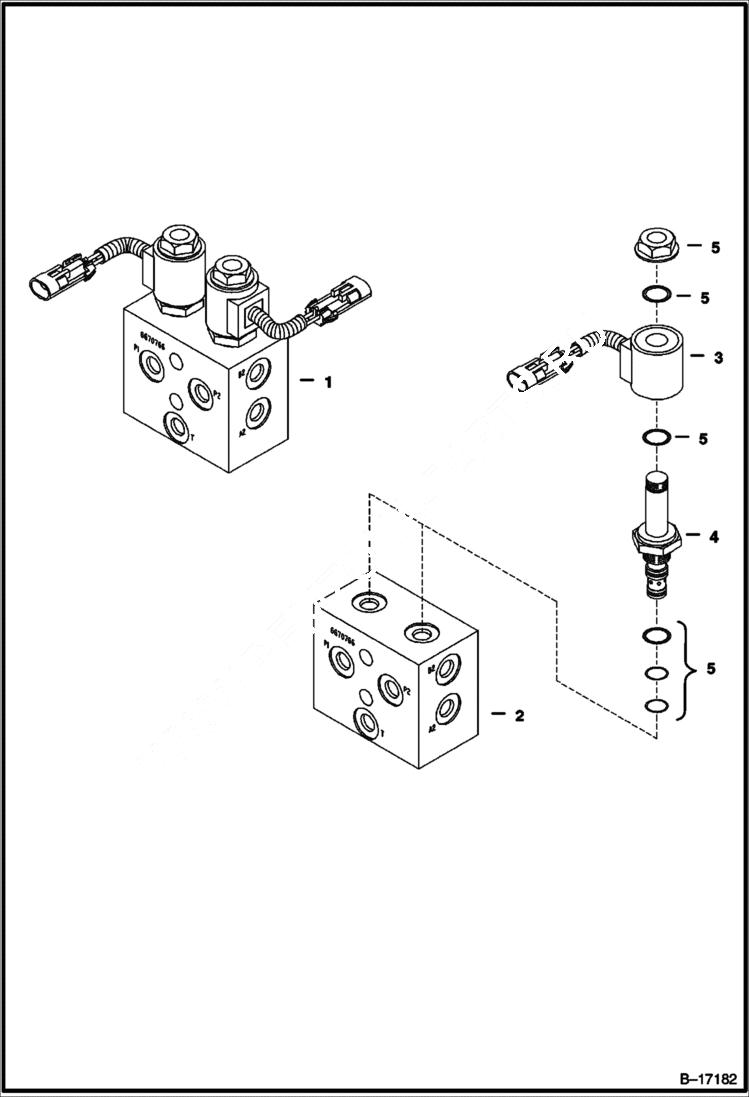 Схема запчастей Bobcat 337 - SECONDARY AUXILIARY SOLENOID VALVE ACCESSORIES & OPTIONS