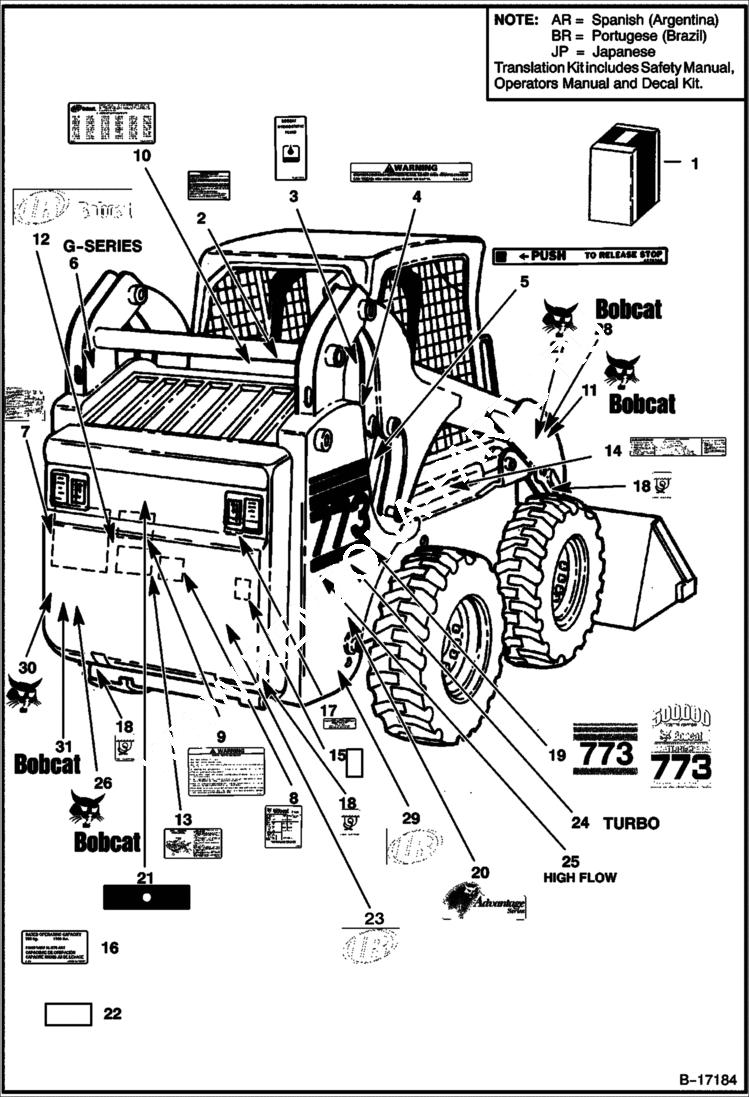 Схема запчастей Bobcat 700s - DECALS ACCESSORIES & OPTIONS