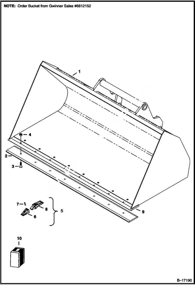Схема запчастей Bobcat BUCKETS - 96 BUCKET (215200101 & Above) Телескопические мини-погрузчики