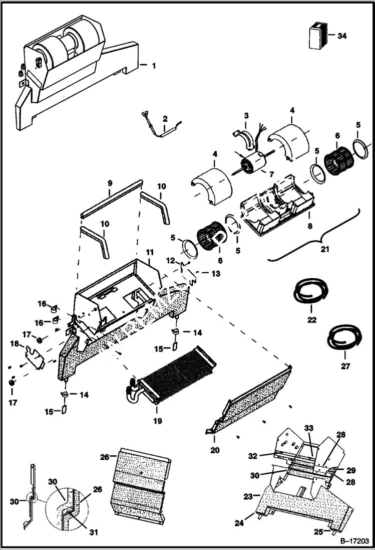 Схема запчастей Bobcat 700s - HEATER (S/N 5158 33874 & Below, 5162 20976 & Below) ACCESSORIES & OPTIONS