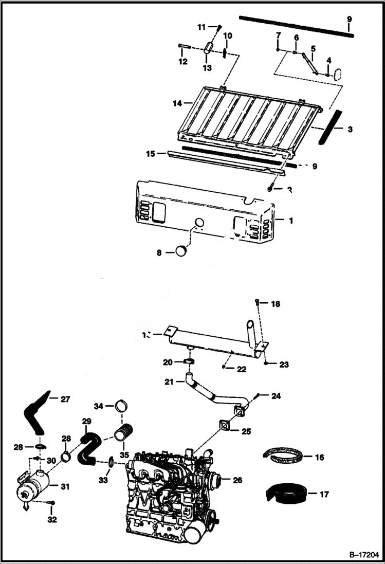 Схема запчастей Bobcat 700s - ENGINE & ATTACHING PARTS (Air Cleaner, Muffler & Grill) (W/B.O.S.S. Option) POWER UNIT