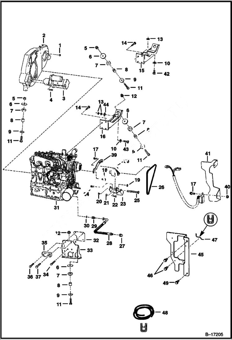 Схема запчастей Bobcat 700s - ENGINE & ATTACHING PARTS (Engine Mounts) POWER UNIT