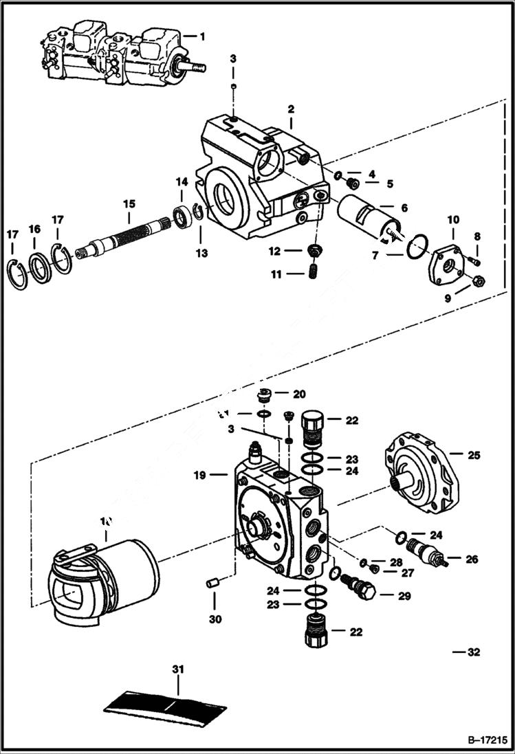 Схема запчастей Bobcat 900s - HYDROSTATIC PUMP (Pulley Side) HYDROSTATIC SYSTEM