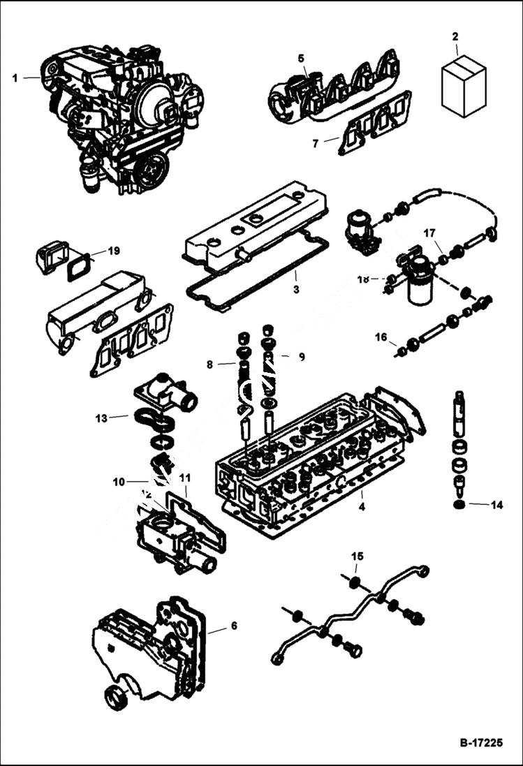 Схема запчастей Bobcat 900s - ENGINE & UPPER GASKET KIT POWER UNIT