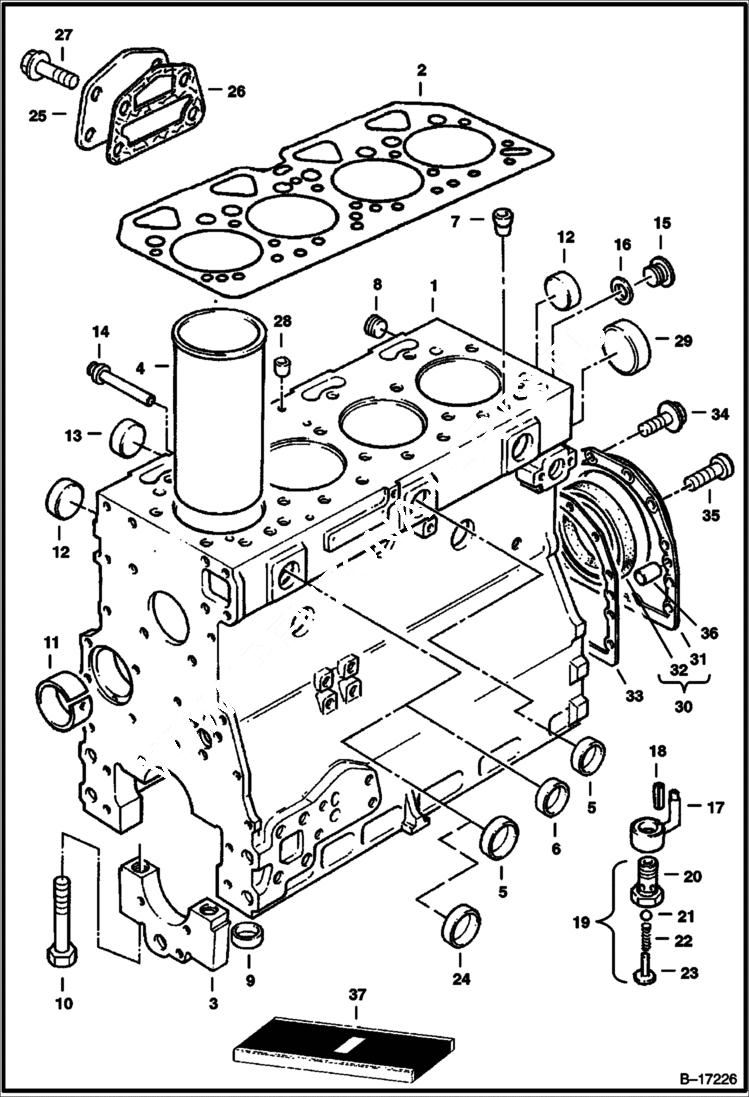 Схема запчастей Bobcat 900s - CYLINDER BLOCK POWER UNIT