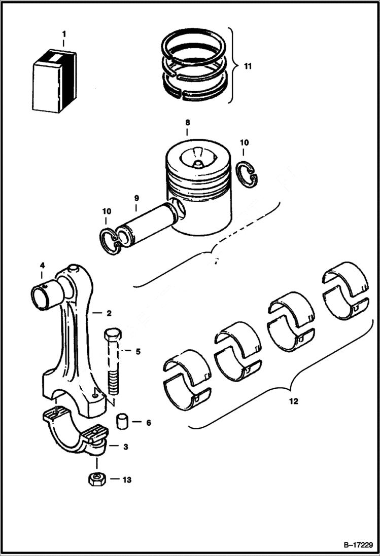 Схема запчастей Bobcat 900s - CONNECTING ROD & PISTON POWER UNIT